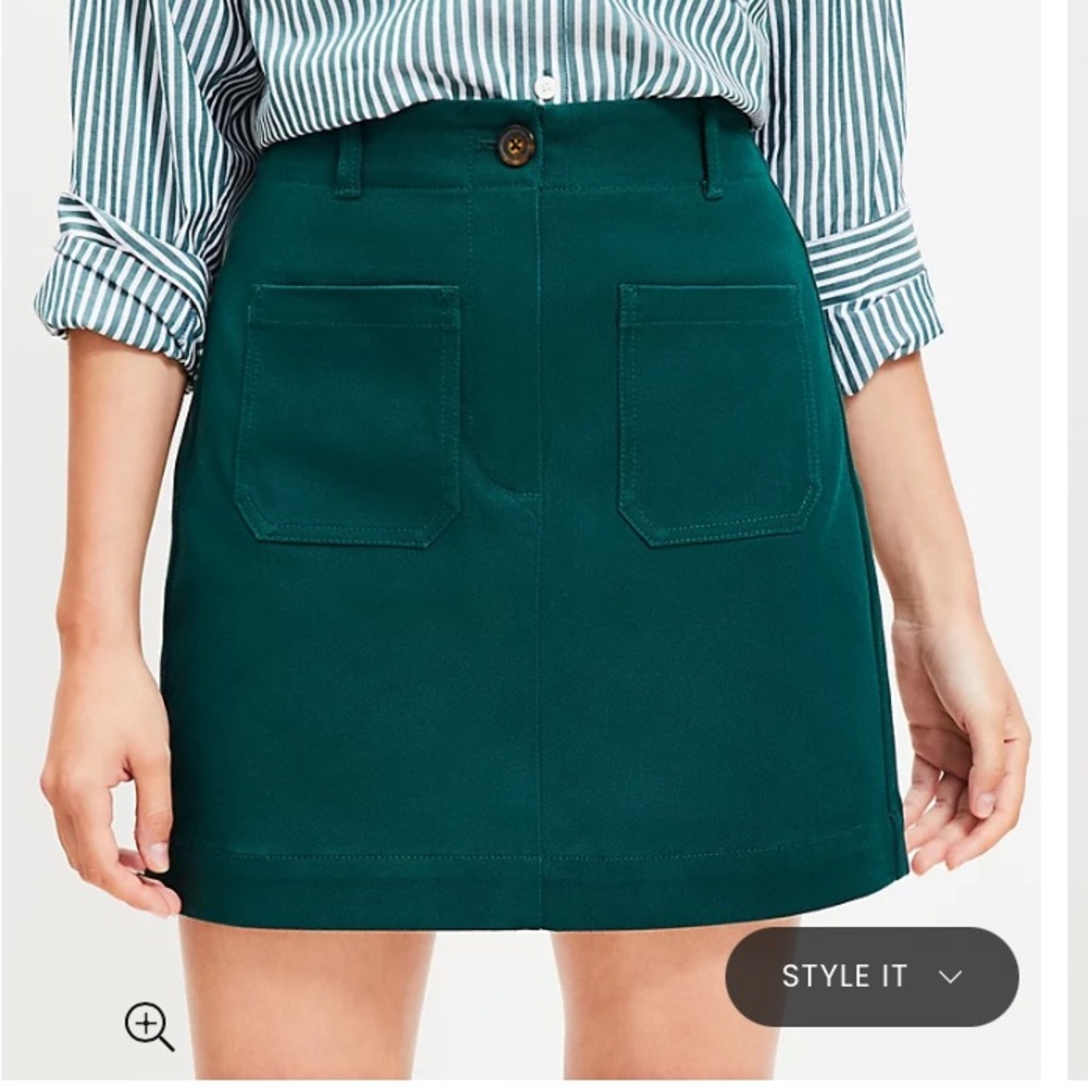 Loft patch-pocket twill skirt in green